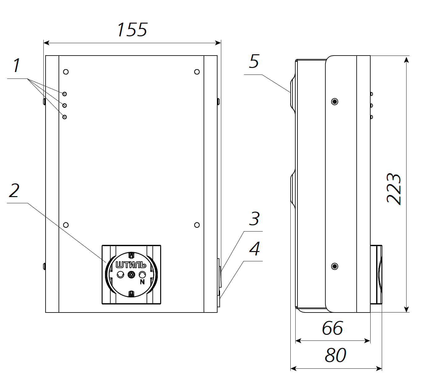 Инверторный стабилизатор напряжения Штиль ИнСтаб iS550 габаритные размеры